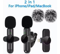 Lavalier Microphone Sans Fil Boutonnière Professionnel Double Micro Cravate Mini Pour Iphone Android Téléphone Portable Cellule Pc Micro Kit.1 To 2 Ios.