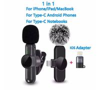 Lavalier Microphone Sans Fil Boutonnière Professionnel Double Micro Cravate Mini Pour Iphone Android Téléphone Portable Cellule Pc Micro Kit.1 To 1 Typec Ios.
