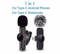 Lavalier Microphone Sans Fil Boutonnière Professionnel Double Micro Cravate Mini Pour Iphone Android Téléphone Portable Cellule Pc Micro Kit.1 To 1 Typec.