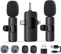 Lavalier Microphone Sans Fil Lapel Microphone Sans Fil Mini Microphone Mobile Pour Iphone/Android/Pc, Plug Play, Petit Microphone Mobile, Lavalier Sans Fil Pour Enregistrement Tiktok En Direct