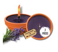 Lavalis Lot de 2 bougies parfumées à la lavande - Durée de combustion : 20 h - Bougies d'extérieur dans un bol en terre cuite - Remplies à la main en cire recyclée - Hauteur de flamme : 5 cm -