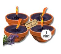 Lavalis Lot de 4 bougies parfumées à la lavande - Cadeau romantique pour la Saint-Valentin - Bol à flamme en terre cuite - Durée de combustion : 15 h - Cire recy Diamètre : 9,5 cm