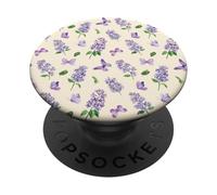 Lavande Motif Floral Papillon Crème Botanique PopSockets PopGrip Adhésif