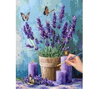 Lavande Peinture Numero Adulte, DIY Fleur Peinture Numero Adulte 40x50cm, Pinceaux et Acryliques, Kits de Coloriage par Numbers pour Adultes Débutants, Décoration Murale, Cadeaux, (Sans Cadre), -6521