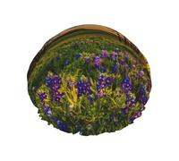 Lavande Prairie au coucher du soleil - Bonnet de douche pour femme - Élastique et réutilisable - Double couche imperméable - Bonnet de douche pour le bain