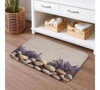 Lavande Stone Tapis de bain à séchage rapide Motif floral rustique antidérapant Lavable 40,6 x 61 cm