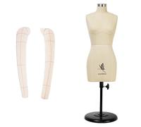 lavandeform Mannequin de couture 1/2 demi-taille, à coudre miniature (il ne s'agit pas d'une taille adulte). Les aiguilles peuvent être piquées dans le mannequin de couture (bras souple beige)