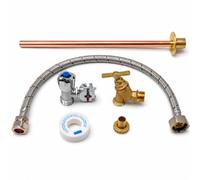 LavaTap Kit de robinet de jardin 350 mm - Kit de robinet extérieur approuvé WRAS avec double clapet anti-retour, robinet auto-coupant, bride de 350 mm, connecteur flexible de 400 mm et ruban PTFE