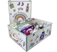 Lavatelli Baby Organizer, Boîte de Rangement pour Bébé en Carton, 32×42×17,5 cm, avec 4 Séparateurs, pour Couches, Lingettes, Tétines, Vêtements, Jouets, Table à Langer, Chambre d’Enfant