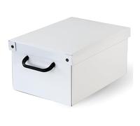 Lavatelli Boîte de Rangement Blanc 35x25x17,5 cm | Carton rigide avec couvercle et poignées découpées, montage en quelques secondes, se range à plat - Fabriqué en Italie