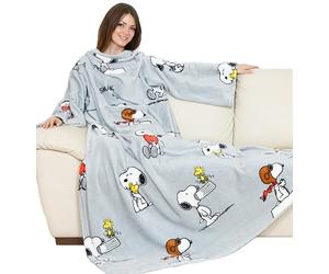 Lavatelli Couverture avec Manches et Poche Ventrale Kanguru De Luxe Snoopy, Gris
