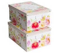 Lavatelli Lot de 2 boîtes de rangement en carton, avec couvercle, pour ranger, fleurs, 39x50x24 cm SWEET HOME
