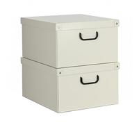 Lavatelli Lot de 2 Boîtes Rangement avec Couvercle - Grandes Boîtes Organisateurs Placard en Carton Beige 39x50x24 cm pour Literie, Saisons, Vêtements, Maison