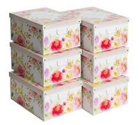 Lavatelli Lot de 6 Boîtes Rangement avec Couvercle - Grandes Boîtes Organisateurs Placard en Carton Doux foyer 39x50x24 cm pour Literie, Saisons, Vêtements, Maison