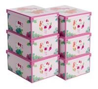 Lavatelli Lot de 6 Boîtes Rangement avec Couvercle - Grandes Boîtes Organisateurs Placard en Carton Hello Kitty 39x50x24 cm pour Literie, Saisons, Vêtements, Maison