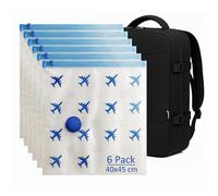 Lavatelli Lot de 6 Sacs Sous Vide Voyage 40x45 cm Gain de Place pour Sac à Dos Bagage Cabine Ryanair 40x30x20 Organisateur Valise Housse Compression Vêtement Hermétique Valve Universelle Double Zip