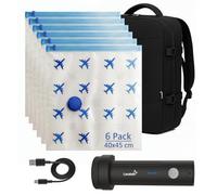 Lavatelli Set de Voyage avec Pompe sans fil USB-C & 6 sacs sous vide 40x45 cm, Organiseur de sac à dos 40x30x20, Kit gain de place pour valise, compact et performant