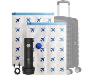 Lavatelli Vac-U-Set - Pompe à Vide de Voyage Sans Fil USB-C + 2 Sacs 40x60 cm pour Trolley 55x40x20, Kit Gain de Place Compact pour Valise, Armoire et Changement de Saison