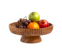 LAVAUK Bol à fruits en bois d'acacia avec piédestal | 30,5 cm de diamètre | Bol décoratif utilisé comme centre de table pour comptoir de cuisine ou table à manger | Décoration de table en bois |