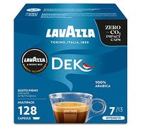 Lavazza, A Modo Mio Dek Cremoso, 128 Capsules de Café, pour un Espresso Décaféiné aux Notes d'amandes et de Fruits Confits, 100% Arabica, Intensité 7/13, Torréfaction Moyenne, 8 Paquets de 16 Capsules
