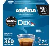 Lavazza, A Modo Mio Dek Cremoso, 360 Capsules de Café, pour un Espresso Décaféiné aux Notes d'amandes et de Fruits Confits, 100% Arabica, Intensité 7/13, Torréfaction Moyenne,10 Paquets de 36 Capsules