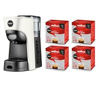 Lavazza, A Modo Mio Machine à café Tiny Eco Bianca avec 64 capsules de qualité rouge incluses, machine à expresso en plastique recyclé, 1450 W, 220-240 V, 50/60 Hz, 0,6 litre