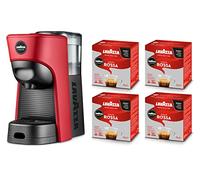 Lavazza, A Modo Mio Machine à café Tiny Eco Rouge avec 64 capsules de qualité rouge incluses, machine à expresso en plastique recyclé, 1450 W, 220-240 V, 50/60 Hz, 0,6 litre