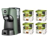 Lavazza, A Modo Mio Machine à café Tiny Eco Vert avec 64 capsules ¡Tierra! Assorties, Machine à expresso en plastique recyclé, 1450 W, 220-240 V, 50/60 Hz, 0,6 litre