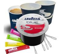 Lavazza Blue Top Class Intenso Espresso - 100 Capsules avec Gobelets Kraft, Sucres et Touillettes - Offre Professionnelle