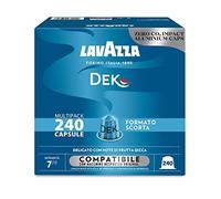 Lavazza, Espresso Dek Lot de 240 capsules de café en aluminium compatibles avec machines à café Nespresso* Original, notes de fruits secs et chocolat, arabica et robuste, intensité 7/13, torréfaction