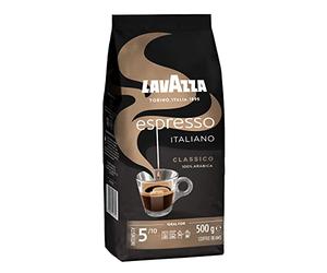 LAVAZZA - Espresso Italiano Classico, Café en Grains, Idéal pour la Machine Automatique, avec Notes Florales et Fruitées, 100% Arabica, Équilibré et Aromatique, Intensité 5, Torréfaction Légère, 500 g