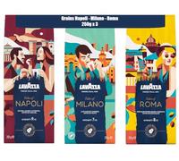 Lavazza, Tales of Italia, Café en Grains, Lot 3x250g (750g) - Milano, Roma & Napoli, Pour Machines à Café Automatiques et Expresso, Arabica & Robusta, Notes Variées, Intensités 7/8/9