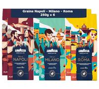 Lavazza, Tales of Italia, Café en Grains, Lot 6x250g (1,5 kg) - Milano, Roma & Napoli, Pour Machines à Café Automatiques et Expresso, Arabica & Robusta, Notes Variées, Intensités 7/8/9