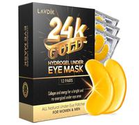 LAVDIK Lot de 12 paires de patchs sous les yeux, masque doré 24 carats, cache-œil au collagène pour les yeux gonflés et les cernes et masques anti-âge, hydratants en profondeur pour homme et femme