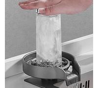 Lave-gobelet de lavage par pulvérisation sous pression à 9 trous pour évier, accessoires de cuisine rotatifs automatiques en acier inoxydable (couleur: noir) (argent)