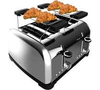 Cecotec Grille-pain Vertical 4 Fentes Courtes Toastin' time 1700 Double Inox. 1700 W, 4 Tranches de Pain, Fente Large de 3,8 cm, 2 Supports pour Pains et Tiroir Ramasse-miettes, Acier Inoxydable
