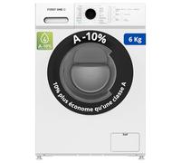 Lave-linge frontal FIRST ONE FLL61000WH - 6 Kg - 1000 tr/mn - 16 programmes - Eco - Intensif - Rapide - Très Faible conso Classe A-10%