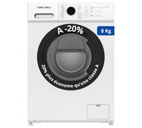 Lave-linge frontal FIRST ONE FLL81400WH - 8 Kg - 1400 tr/mn - 16 programmes - Eco - Intensif - Rapide - Très Faible conso - Classe A-20%