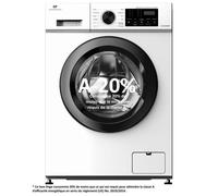 Lave-linge hublot CONTINENTAL EDISON CELL8120IWP - 8 kg - Induction - L60cm - 1200 trs / min - Classe A -20% - Blanc hublot noir