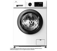 Lave-linge hublot CONTINENTAL EDISON CELL8120IWP - 8 kg - Induction - L60cm - 1200 trs / min - Classe A - Blanc hublot noir