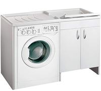 Lave-linge noir Eco monté pour lave-linge à droite gauche et à gauche - Protection blanche pour meuble de salle de bain en bois et plastique - 109 x 60 x 92 cm, blanc