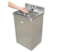Lave Main Autonome Meuble Évier Portable avec Robinet à Capteur, Station de Lavage Profond pour Atelier BBQ Patio Garage Cuisine, Cuve à Laver Industrielle à Une Cuve Sans Plomberie