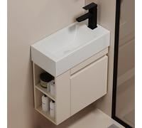 Lave Main D Angle Wc Avec Meubl,Petit Angle Lave Main Avec Meuble,Lavabo Mural En Céramique Blanche,Lavabo Suspendu À Fixer Au Mur,Lavabo À Poser Pour Petits Invités,Pour Vestiaire Salle De Bains(42cm