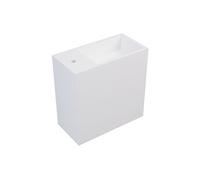 Lave main suspendu blanc en solid surface avec niche - Robinetterie à gauche - 40 cm - PUMORI