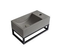 Lave main suspendu en béton avec support - Robinetterie à droite - L40 x l22 cm - UCHAMI