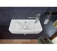 Lave Main Villeroy et Boch O.novo Compact, 1 trou à droite, Avec trop-plein, non meulé 500mm Blanc Alpin CeramicPlus AntiBac