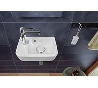 Lave Main Villeroy et Boch O.novo Compact, 1 trou, Avec trop-plein, non meulé, Lavabo à droite 360mm Blanc Alpin CeramicPlus AntiBac