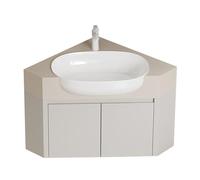 Lave Main WC D'angle Moderne avec Robinet, Meuble Vasque a Poser D'angle Mural Triangulaire avec Vasque en Céramique, pour les Petites Salles de Bain et les Toilettes(55x55cm/22x22in)