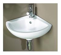 Lave-mains d'angle ONDEE PIVOINE Blanc 46cm en céramique avec trop plein et fixation murale