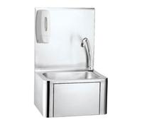 Lave-mains inox à commande fémorale avec distributeur de savon - 8L - 400x340x570 mm